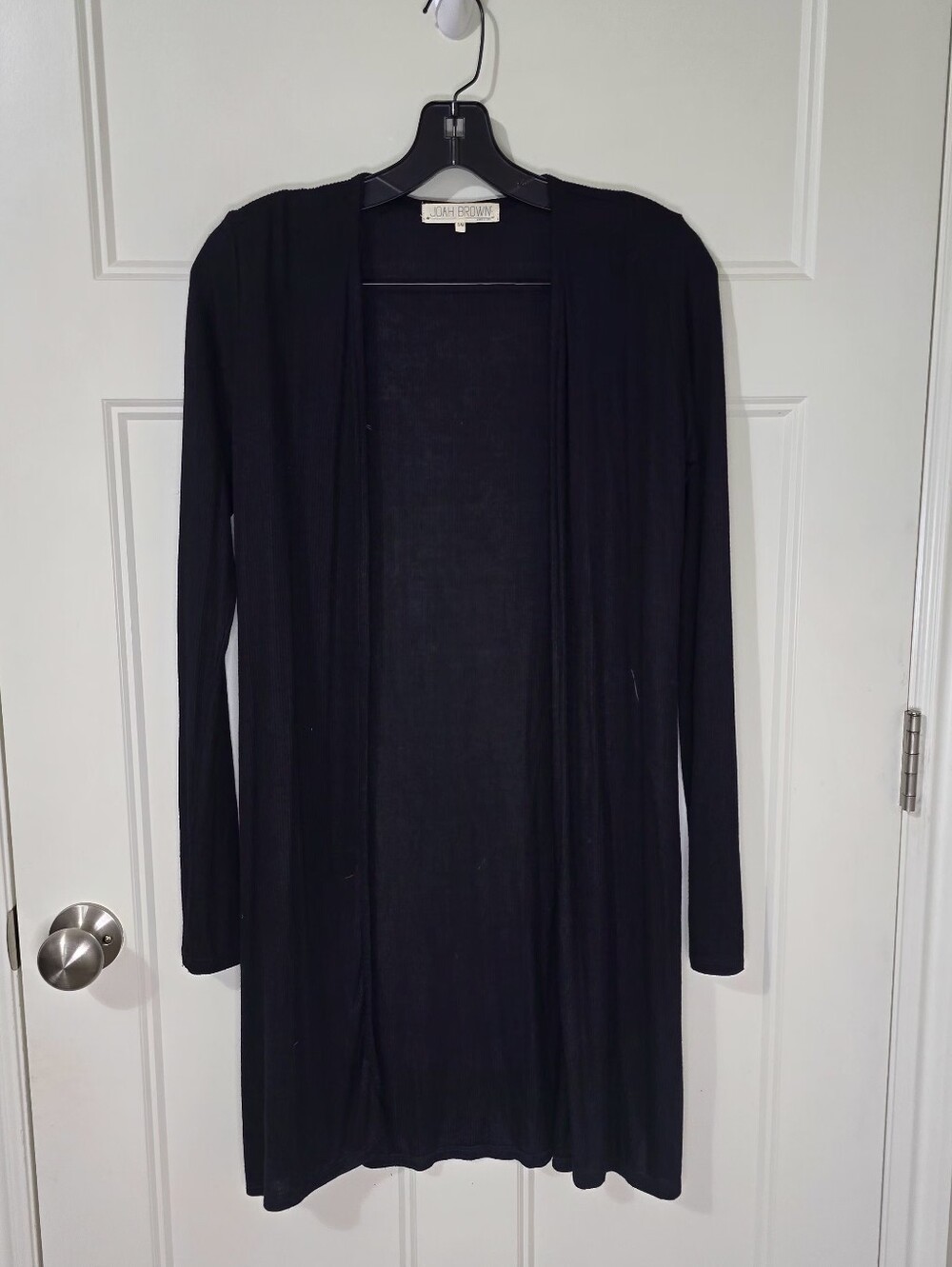 Joah Brown Luna Side Slit Black Rib Knit Cardigan Long Sleeve Women's S/M - Picture 3 of 9